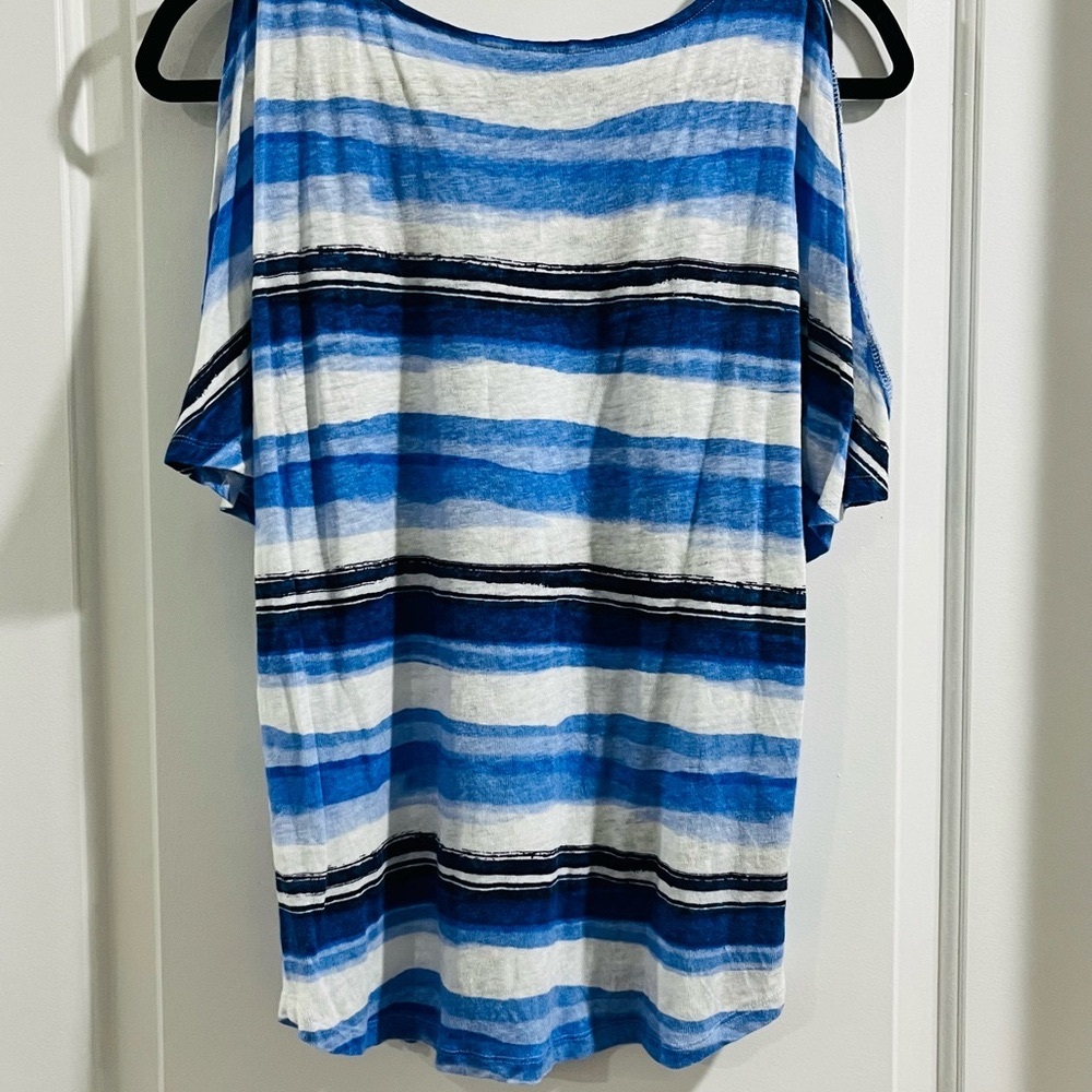 Tommy Bahama Linen Top with Blue and White Stripes